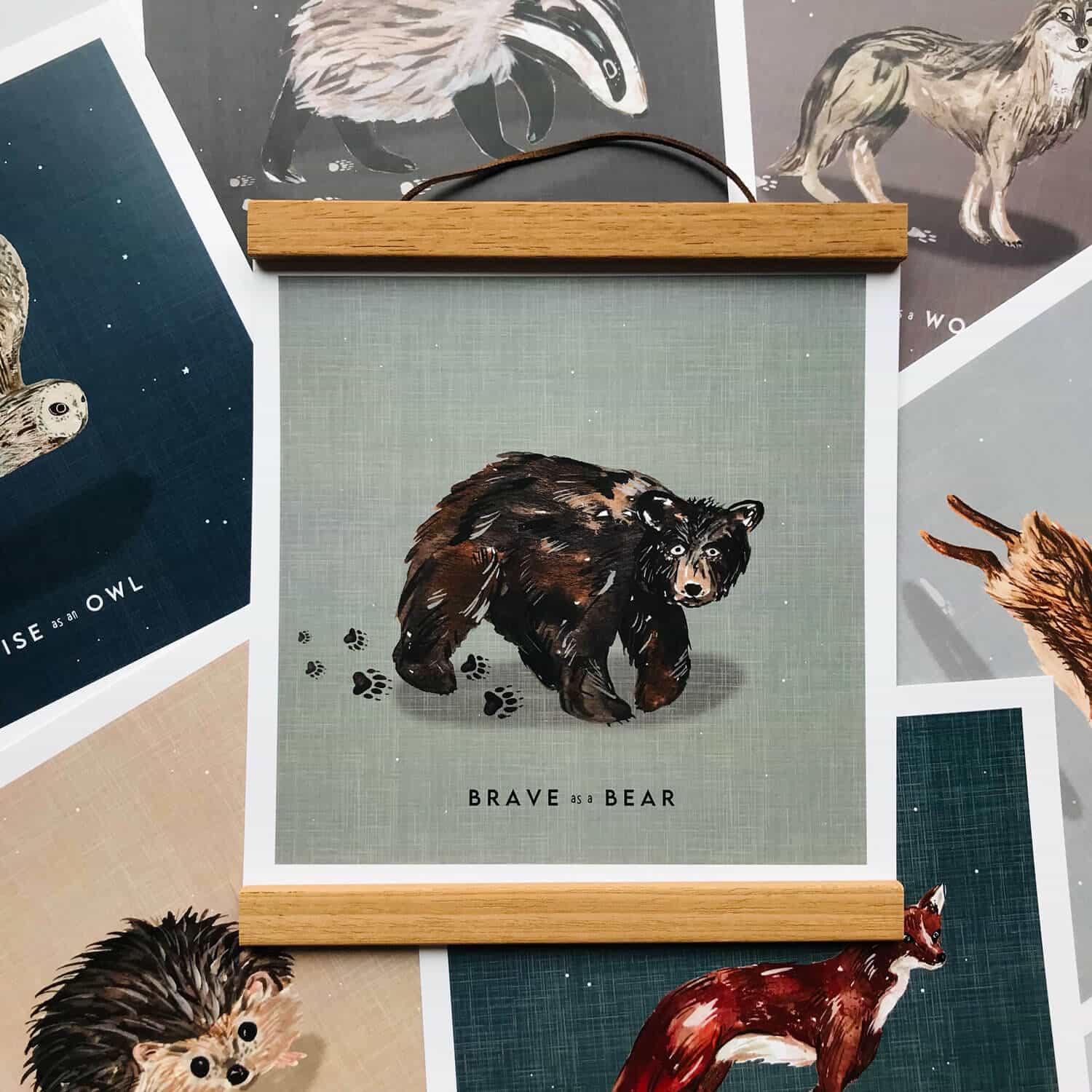 brave-bear-woodland-animals-art-prints
