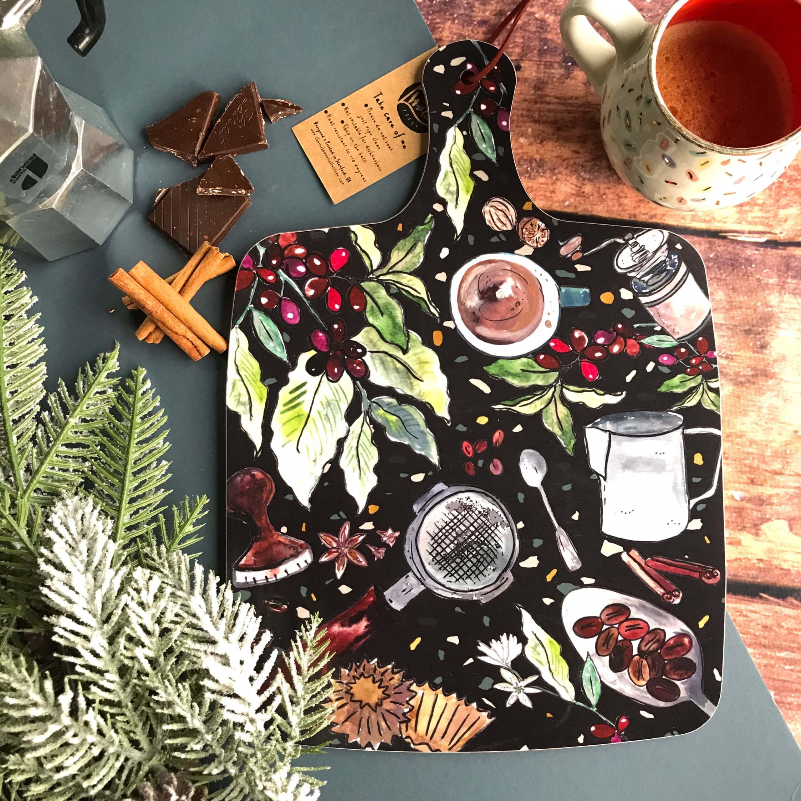 barista coffee chopping board store photo
