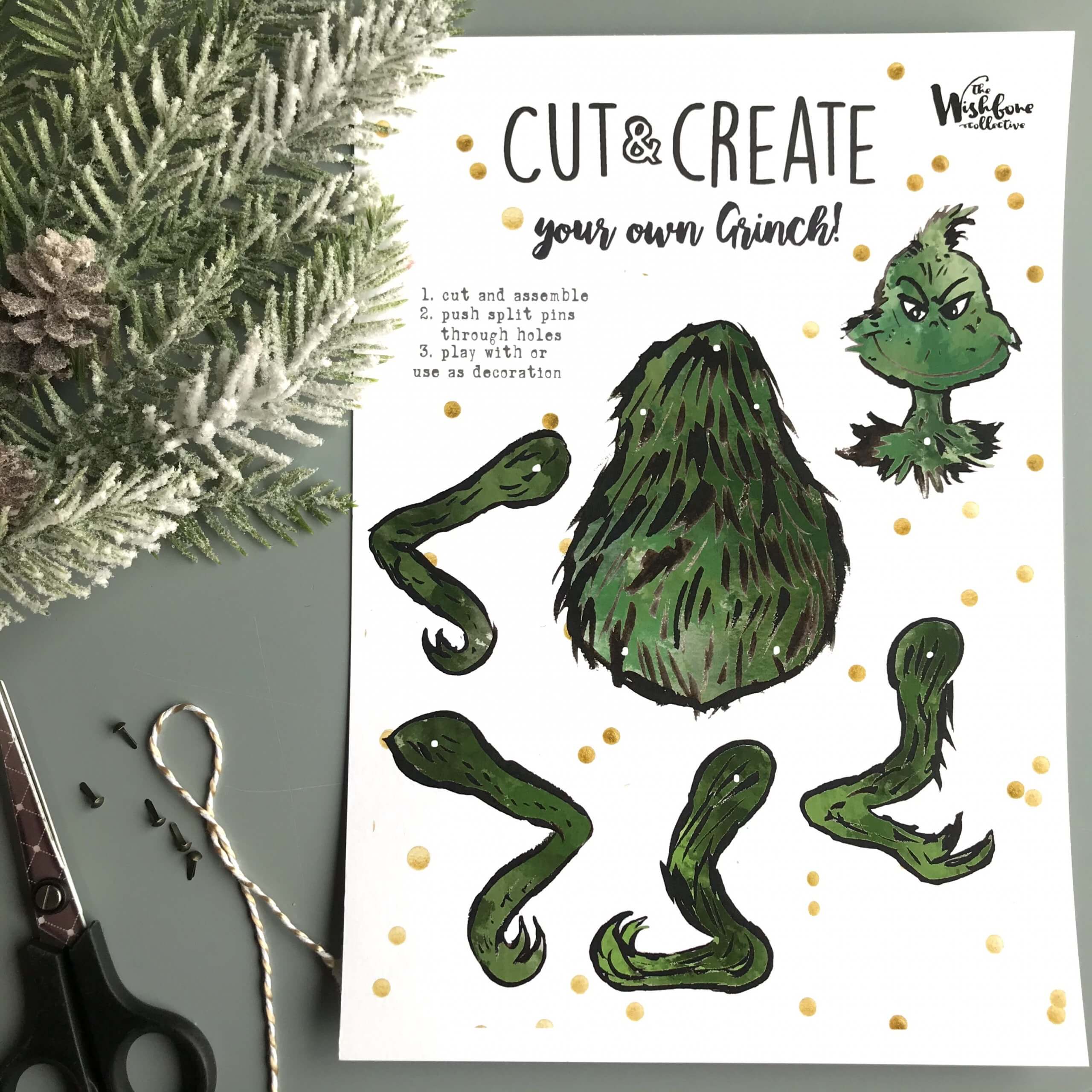 grinch split pin craft