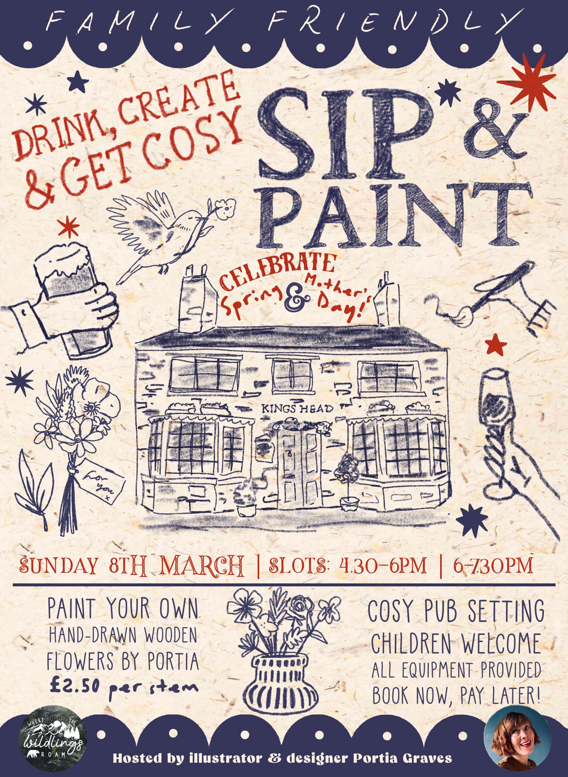sip-and-paint-kings-head-poster-spring-mothers-day